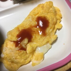 朝食に＊チーズ風味のふわとろハムオムレツ。